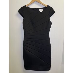 Jessica Simpson Women's Size 2 Sheath Dress Black Sunburst Stitch Scuba Knit‎